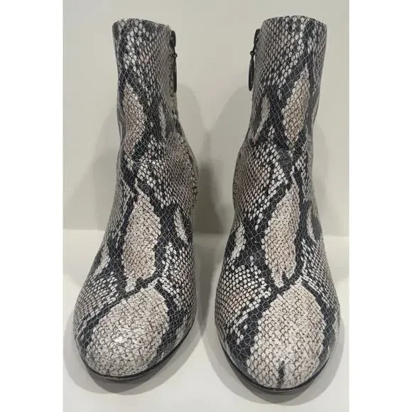 ABLE Celina Leather Snakeskin Block Heel Bootie Ankle Boots Size 7 - Picture 4 of 9
